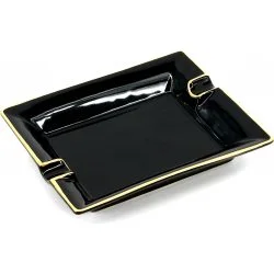 Cigar Ashtray Rectangular Gold Painted Black