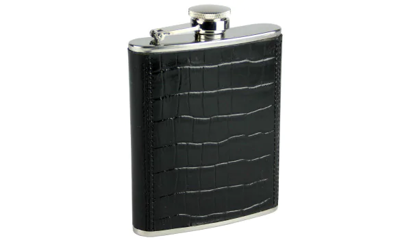 Flask Leather, musta, Croco